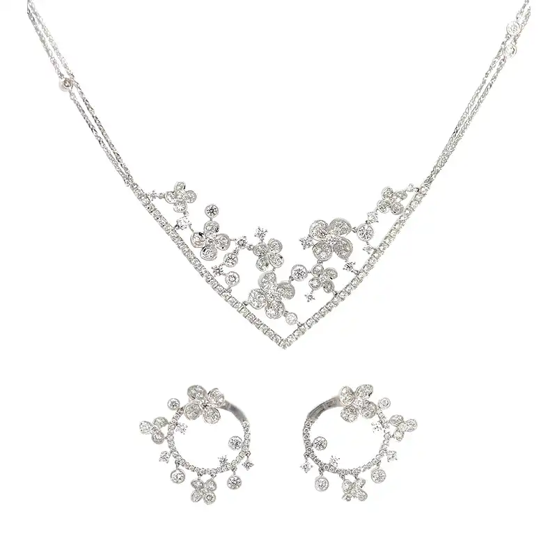 18K White Gold Diamond Necklace Set